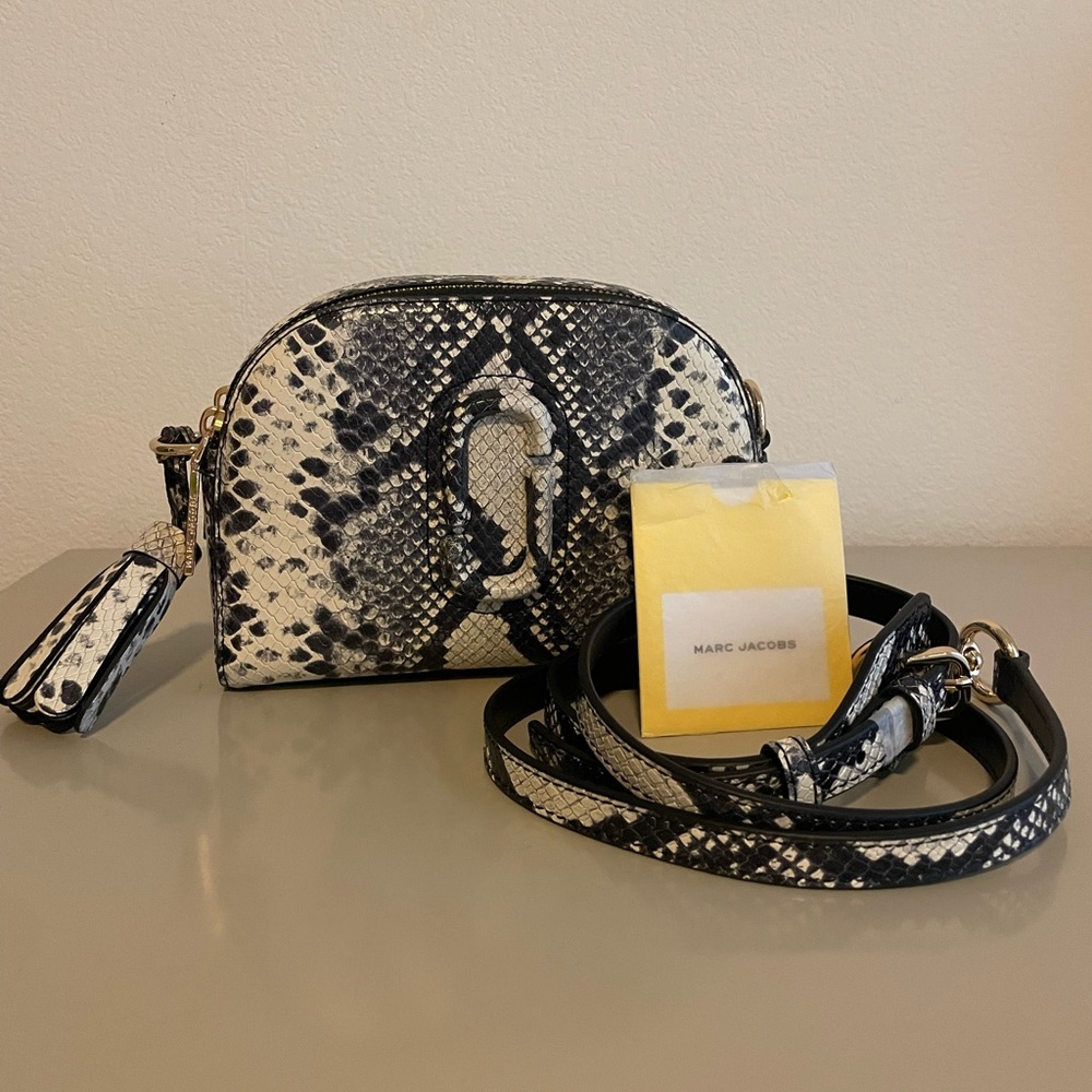 Marc Jacobs Black and White Snake Print Crossbody Bag